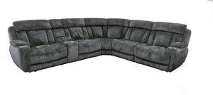 Parker House Parker Living Dalton - Lucky Charcoal 6 Piece Modular Power Reclining Sectional with Power Adjustable Headrests Lucky Charcoal 100% Polyester (S) MDAL-PACKT(H)-LCH