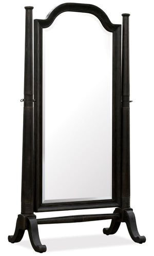 Hooker Furniture Americana Tilting Floor Mirror With Beveled Glass, Hand-Carved Posts, Distressed Daisy Oak Finish Blacks 7050-50001-89
