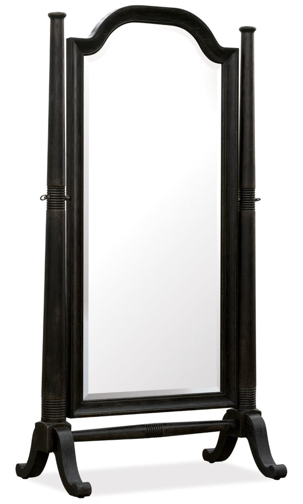 Hooker Furniture Americana Tilting Floor Mirror With Beveled Glass, Hand-Carved Posts, Distressed Daisy Oak Finish Blacks 7050-50001-89