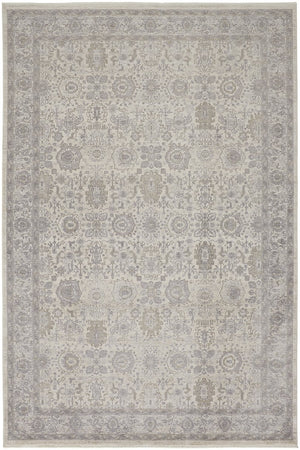 Feizy Rugs Marquette Elegant Power-loomed Rug With Traditional Persian Motifs - Stain Resistant And Durable Gray,Silver,Ivory Polyester,Acrylic Mrq3776fbgegryf71
