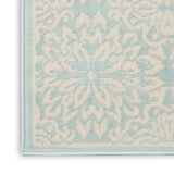 Nourison Jubilant JUB06 Machine Made Power-loomed Narrow Border Indoor Only Farmhouse Contemporary Rug Ivory Green, Aqua 100% Polypropylene 99446478252