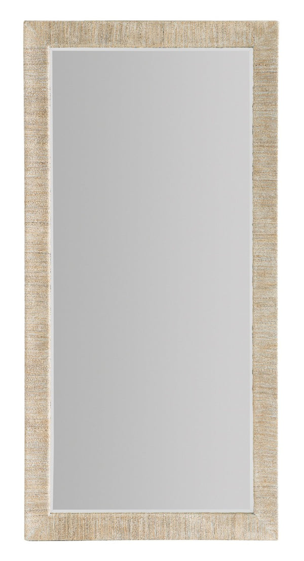 Hooker Furniture Serenity Sandpiper Floor Mirror With Rope-Wrapped Whitewashed Frame, Beveled Glass, Coastal Chic 6350-50001-83