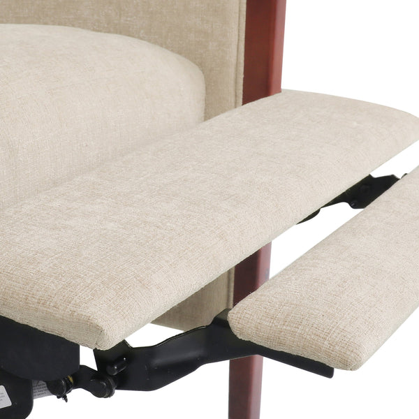 English Elm Christopher Knight Home® - Mid Century Modern Sand Fabric Recliner with Channel Stitch & Birch Wood Frame, Pushback Comfort 70451.00FSND