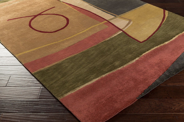 Surya Mugal Handmade 2'6" X 10' Wool Rug - Timeless Elegance, Soft Underfoot, Durable, Perfect For Any Space Olive Wool,Viscose In8043-913