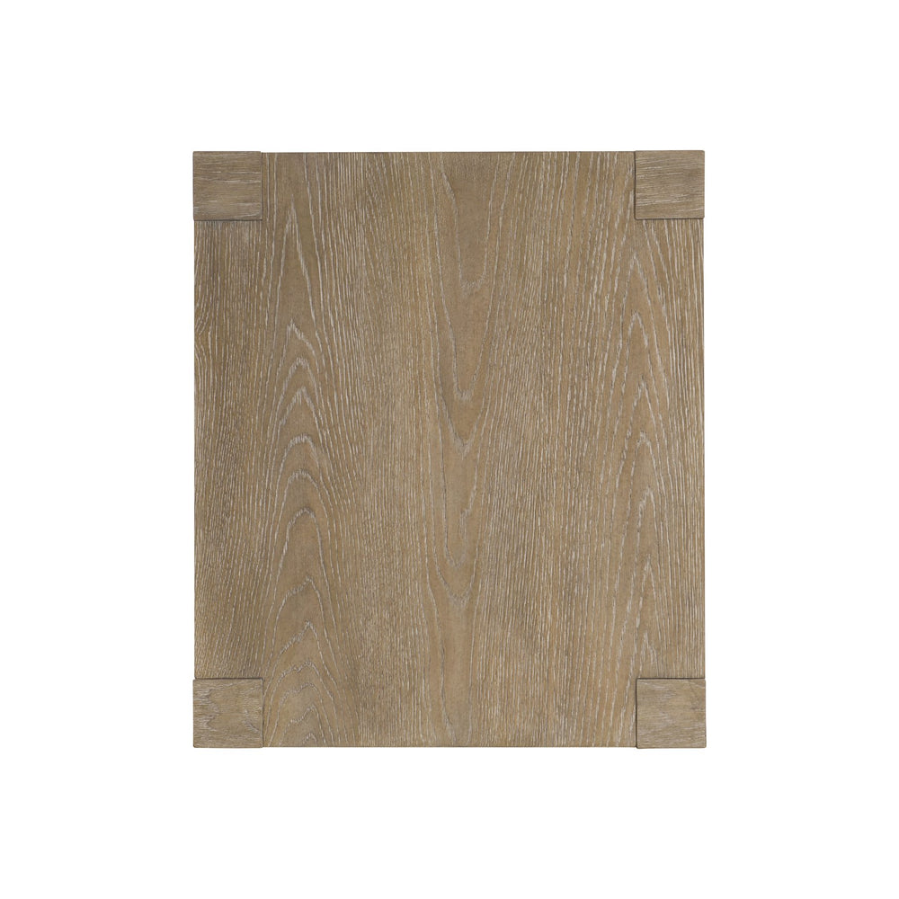 Bernhardt Bernhardt Aventura Side Table In Marcona Oak With Sculptural Cast Resin Posts, Dual Open Shelves (24X28x24) 318121