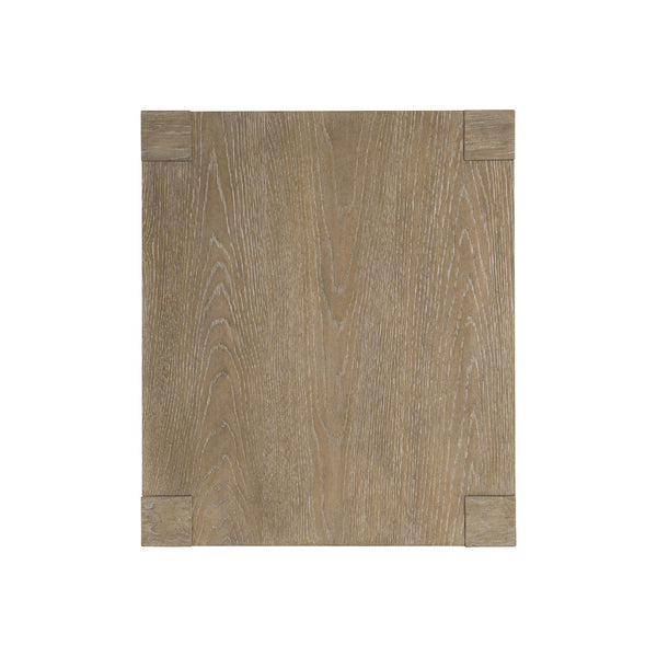 Bernhardt Bernhardt Aventura Side Table In Marcona Oak With Sculptural Cast Resin Posts, Dual Open Shelves (24X28x24) 318121