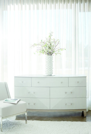 Bernhardt Bernhardt Axiom Dresser — 7-Drawer Sculptural Chest With Curved Front, Acrylic-Metal Pulls, Transitional Glam 381050