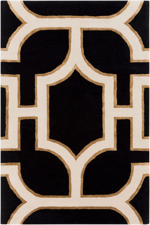 Livabliss Intermezzo Hand Tufted Wool Tencel Blend Area Rug Artisan Crafted for Entryways Black, Ivory 5' x 7'6" INE1000-576