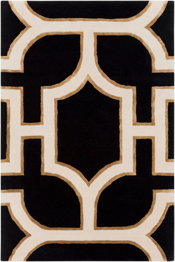 Livabliss Intermezzo Hand Tufted Wool Tencel Blend Area Rug Artisan Crafted for Entryways Black, Ivory 5' x 7'6" INE1000-576