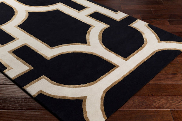 Livabliss Intermezzo Hand Tufted Wool Tencel Blend Area Rug Artisan Crafted for Entryways Black, Ivory 5' x 7'6" INE1000-576