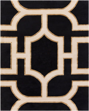 Livabliss Intermezzo Hand Tufted Wool Tencel Blend Area Rug Artisan Crafted for Entryways Black, Ivory 8' x 10' INE1000-810