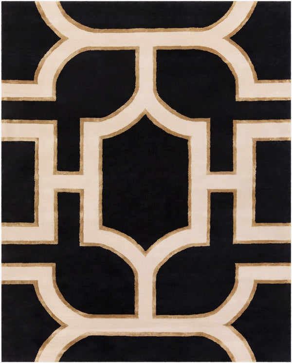 Livabliss Intermezzo Hand Tufted Wool Tencel Blend Area Rug Artisan Crafted for Entryways Black, Ivory 8' x 10' INE1000-810