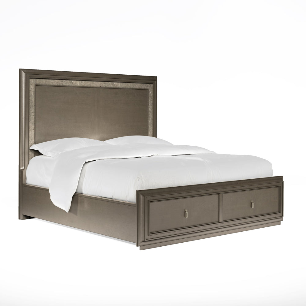 A.R.T. Furniture Cove Cal King Panel Storage Bed With Chic Cork Headboard And Two Spacious Drawers For Ultimate Elegance Grey Rubberwood Solids,Primavera Veneers,Cork,Metal 349137-2743