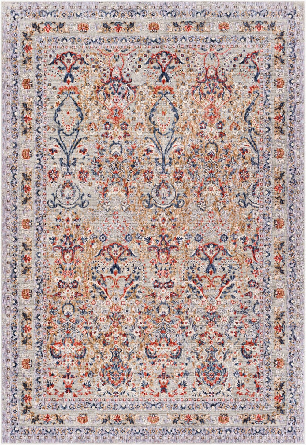 Livabliss Infinity Medallion Area Rug Machine Woven Polyester for Large Living Dining Spaces Rust, Dark Blue 10' x 14' INF2300-1014