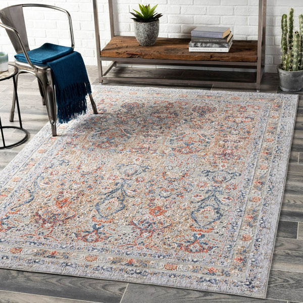 Livabliss Infinity Medallion Area Rug Machine Woven Polyester for Large Living Dining Spaces Rust, Dark Blue 2'6" x 7'3" INF2300-2673