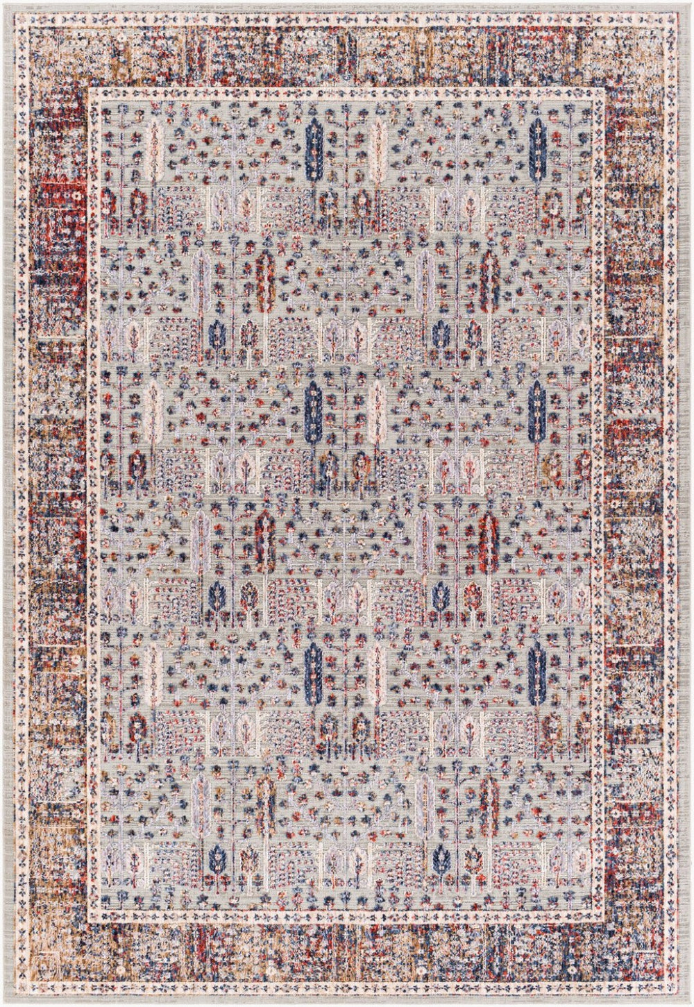 Livabliss Infinity Traditional High Low Polyester Area Rug Woven in Turkey for Large Living Spaces Dark Blue, Brow 8'10" x 12' INF2306-81012