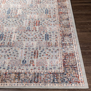 Livabliss Infinity Traditional High Low Polyester Area Rug Woven in Turkey for Large Living Spaces Dark Blue, Brow 8'10" x 12' INF2306-81012