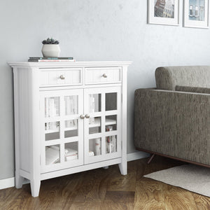 English Elm Acadian Entryway Storage Cabinet - Elegant White Wood Design With Adjustable Shelves & Drawers B136P158295