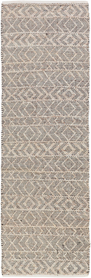 Ingrid ING-2000 3' x 12' Runner Handmade Rug ING2000-312  Black, Light Gray, Gray Surya