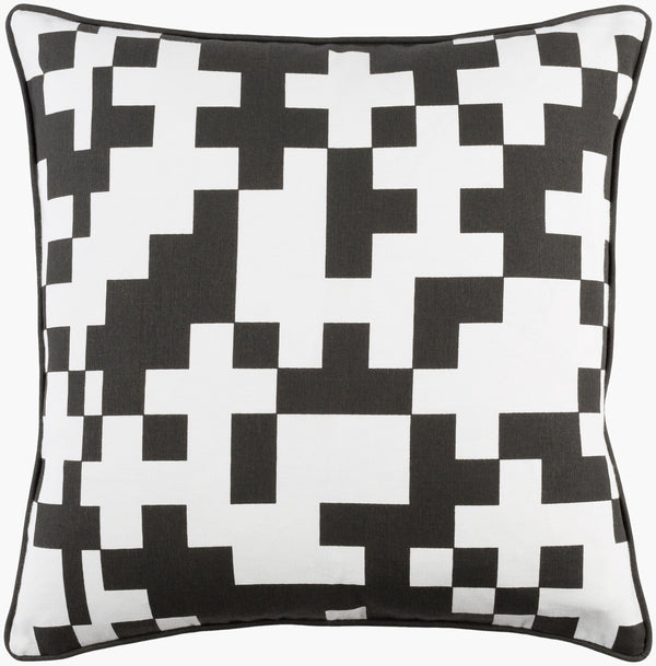 Surya Inga 18"X18" Cotton Accent Pillow - Minimalist Modern Design For Elegant Home Decor & Comfort Black Cotton,Cotton Inga7017-1818d