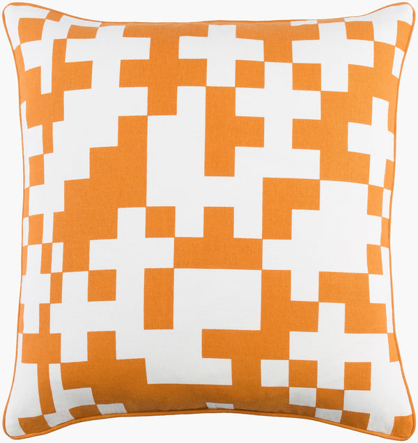 Surya Inga 18"X18" Cotton Accent Pillow - Minimalist Modern Design For Elegant Home Decor & Comfort Orange Cotton,Cotton Inga7018-1818d