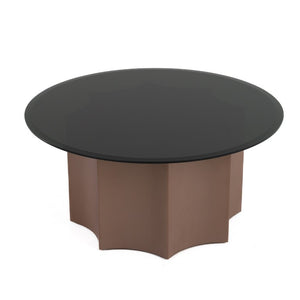 VIG Furniture Ingram Wine-Red Round Nesting Coffee Table Set With Black Mirrored Tops, Pedestal Bases, Space-Saving Design VGOD-LZ-276C-SET
