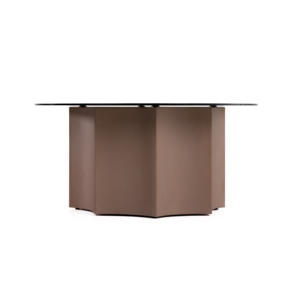 VIG Furniture Ingram Wine-Red Modern Round Coffee Table With Black Mirrored Top, Sculptural Pedestal, 32" W X 15" H VGOD-LZ-276C-H-CT