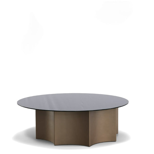 VIG Furniture Ingram Wine-Red Modern Round Coffee Table With Black Mirrored Top, Sculptural Pedestal, 32" W X 15" H VGOD-LZ-276C-H-CT