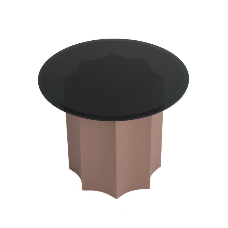 VIG Furniture Ingram Wine-Red Modern End Table With Black Mirrored Top — Round Pedestal Accent Table, 24" VGOD-LZ-276E-ET
