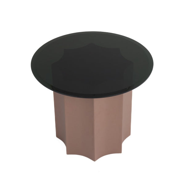 VIG Furniture Ingram Wine-Red Modern End Table With Black Mirrored Top — Round Pedestal Accent Table, 24" VGOD-LZ-276E-ET