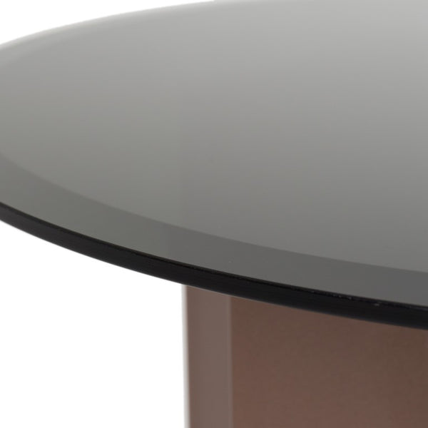 VIG Furniture Ingram Wine-Red Modern End Table With Black Mirrored Top — Round Pedestal Accent Table, 24" VGOD-LZ-276E-ET
