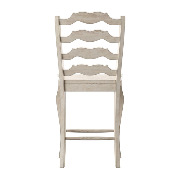 Homelegance By Top-Line Juliette French Ladder Back Wood Counter Height Chairs (Set of 2) White Rubberwood