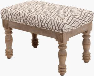Surya Innisswell Timeless 13"H X 20"W X 13"D Ottoman - Classic Design, High-quality Craftsmanship, Easy Care Upholstery, Ivory Cotton,Mango Wood,Manufactured Wood,Polyurethane Foam,Dacron Ini-001