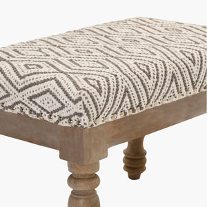 Surya Innisswell Timeless 13"H X 20"W X 13"D Ottoman - Classic Design, High-quality Craftsmanship, Easy Care Upholstery, Ivory Cotton,Mango Wood,Manufactured Wood,Polyurethane Foam,Dacron Ini-001