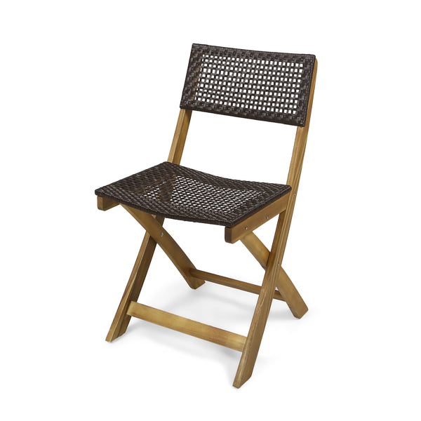 English Elm Christopher Knight Home® - HILLSIDE Woven Bistro Chair Set of 2 — Folding Wood Patio Seating with Handcrafted Caning, Low-Maintenance Comfort Brown 65092.00