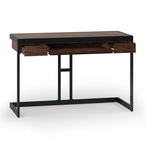 English Elm Erina Small Desk - Industrial-Contemporary Acacia Wood With Distressed Charcoal Finish & Storage B136P158630