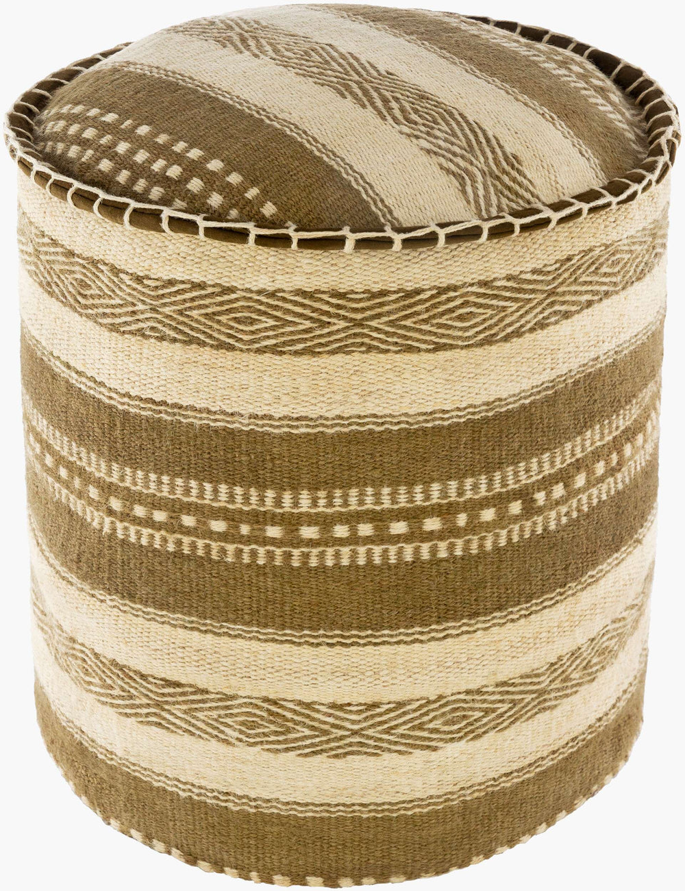 Surya Bindi Chic Hand-woven 16" Pouf - Stylish Cotton & Jute Accent For Cottage-style Living Spaces Plum Jute,Cotton,Polybeads Inpf002-161616