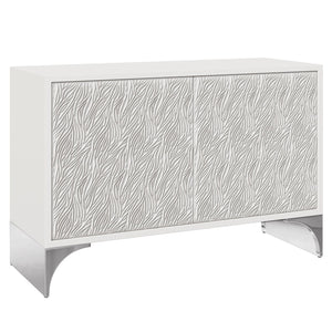 Bernhardt Bernhardt Stratum Door Chest With Carved Resin Fronts, Fossil White Faux-Stone & Polished Nickel Base 325115