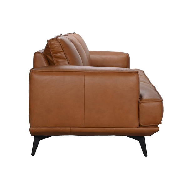 Porter Designs Porter Pirelli Midcentury Modern Loveseat In Cognac Tan Full-grain Leather With Honey Finish Legs Brown Leather 02-204-02-0330