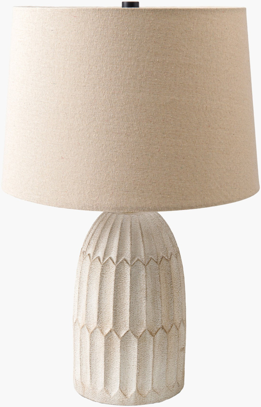 Surya Sines Classic 23"H Accent Table Lamp - Modern Home Lighting With White Linen Shade & Timeless Design Body, White,Shade, White,Finial, Metallic ,Nickel,Harp, Metallic ,Nickel,Cord, Translucent Resin,Linen,Polyester,Iron Ins-001