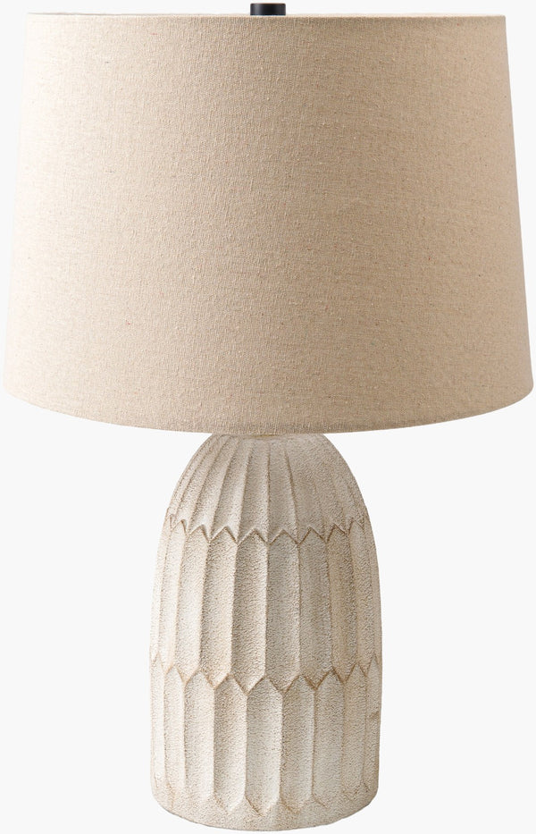 Surya Sines Classic 23"H Accent Table Lamp - Modern Home Lighting With White Linen Shade & Timeless Design Body, White,Shade, White,Finial, Metallic ,Nickel,Harp, Metallic ,Nickel,Cord, Translucent Resin,Linen,Polyester,Iron Ins-001
