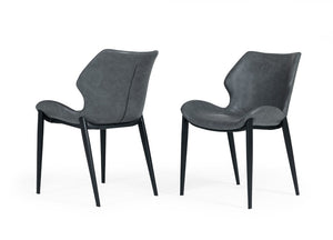 VIG Furniture Instone Dark Grey Eco-Leather Dining Chair Set Of 2 — Mid-Century Plywood Frame, Foam Comfort, 300Lb Capacity VGHR3532-DKGRY-DC