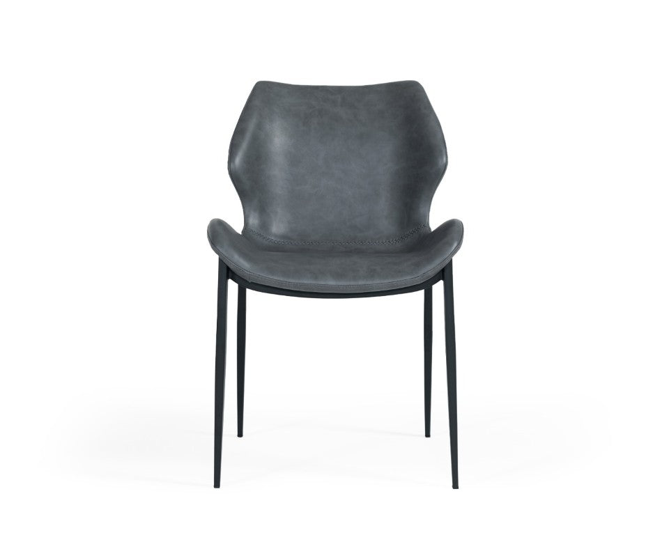 VIG Furniture Instone Dark Grey Eco-Leather Dining Chair Set Of 2 — Mid-Century Plywood Frame, Foam Comfort, 300Lb Capacity VGHR3532-DKGRY-DC