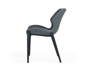 VIG Furniture Instone Dark Grey Eco-Leather Dining Chair Set Of 2 — Mid-Century Plywood Frame, Foam Comfort, 300Lb Capacity VGHR3532-DKGRY-DC