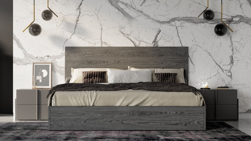 VIG Furniture Queen Nova Domus Lucia Queen Bedroom Set — Italian-Inspired Matte Grey & Elm Finish, Soft-Close Storage VGACLUCIA-SET-Q