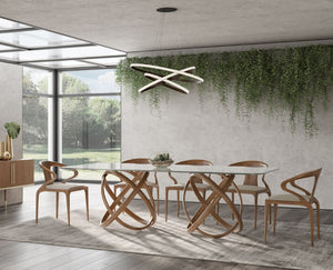 VIG Furniture Mason Sculptural Glass & Walnut Dining Table With Tempered 94" Top And Intersecting Ash Base VGCSDT-16092
