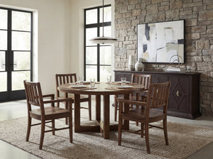 Hooker Furniture Driftwood Solid Oak Splat Back Arm Chair Worn Saddle Finish Rustic Dining Room 6820-75301-85