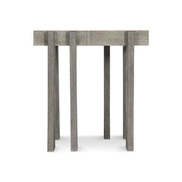 Bernhardt Bernhardt Foundations Side Table With Acacia Checkerboard Top, Asymmetrical Legs, Light & Dark Shale Finish 306121