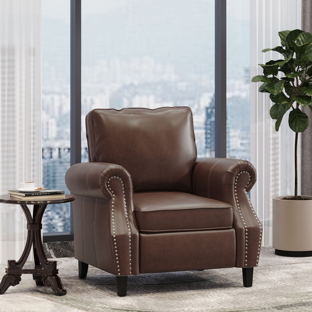 English Elm Club Chair Faux Leather Deep Seat Lounge with Dark Birch Legs for Living Room 71403.00PUDBRN