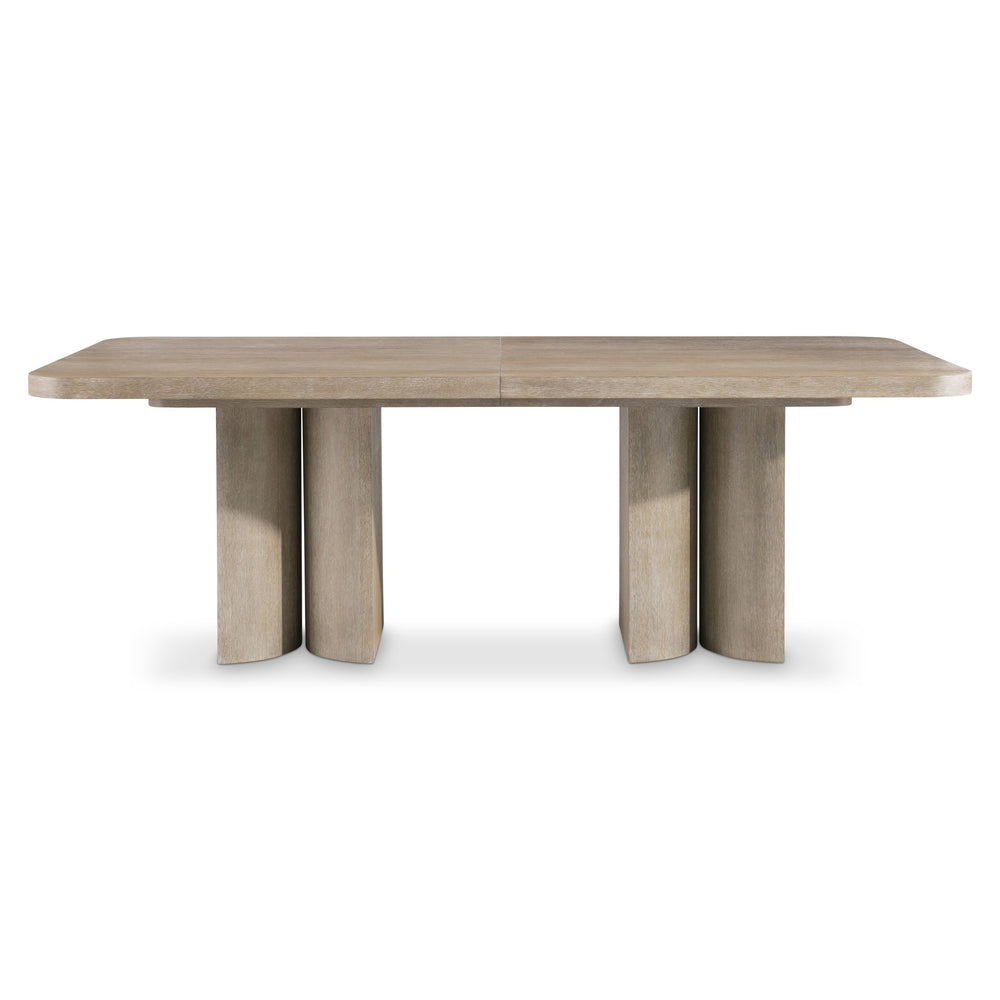 Bernhardt Bernhardt Sculptural Loggia Dining Table In Wire-Brushed Aria Oak, Double Pedestal, 88" W/Leaf K2209